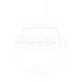 Outline sports boat. Front view. vector illustration