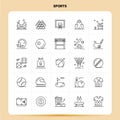 OutLine 25 Sports Icon set. Vector Line Style Design Black Icons Set. Linear pictogram pack. Web and Mobile Business ideas design Royalty Free Stock Photo