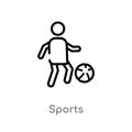 outline sports vector icon. isolated black simple line element illustration from hobbies concept. editable vector stroke sports Royalty Free Stock Photo
