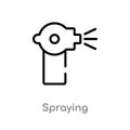 outline spraying vector icon. isolated black simple line element illustration from gardening concept. editable vector stroke Royalty Free Stock Photo