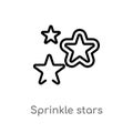 outline sprinkle stars vector icon. isolated black simple line element illustration from party concept. editable vector stroke