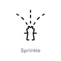 outline sprinkle vector icon. isolated black simple line element illustration from gardening concept. editable vector stroke