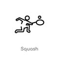 outline squash vector icon. isolated black simple line element illustration from sports concept. editable vector stroke squash Royalty Free Stock Photo