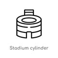 outline stadium cylinder vector icon. isolated black simple line element illustration from american football concept. editable Royalty Free Stock Photo