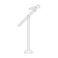 Outline Stage Microphone and Stand isolated on white background. Vector illustration for Your Design Royalty Free Stock Photo