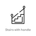 outline stairs with handle vector icon. isolated black simple line element illustration from construction concept. editable vector Royalty Free Stock Photo