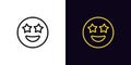 Outline star emoji icon, with editable stroke. Superstar emoticon with starry eyes, star struck face pictogram. Amazed funny emoji Royalty Free Stock Photo
