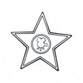 Outline of star shape award monument. Symbol of the film industry. Vector illustration.