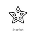 outline starfish vector icon. isolated black simple line element illustration from nautical concept. editable vector stroke Royalty Free Stock Photo