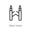 outline stari most vector icon. isolated black simple line element illustration from monuments concept. editable vector stroke Royalty Free Stock Photo