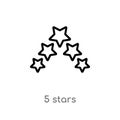 outline 5 stars vector icon. isolated black simple line element illustration from shapes concept. editable vector stroke 5 stars Royalty Free Stock Photo