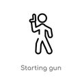 outline starting gun vector icon. isolated black simple line element illustration from sports and competition concept. editable Royalty Free Stock Photo