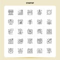 OutLine 25 Startup Icon set. Vector Line Style Design Black Icons Set. Linear pictogram pack. Web and Mobile Business ideas design Royalty Free Stock Photo