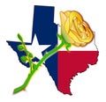 Texas Map Flag With Yellow Rose