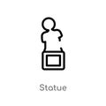 outline statue vector icon. isolated black simple line element illustration from museum concept. editable vector stroke statue Royalty Free Stock Photo