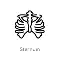 outline sternum vector icon. isolated black simple line element illustration from medical concept. editable vector stroke sternum