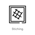 outline stiching vector icon. isolated black simple line element illustration from sew concept. editable vector stroke stiching