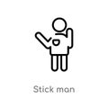 outline stick man vector icon. isolated black simple line element illustration from people concept. editable vector stroke stick