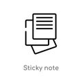 outline sticky note vector icon. isolated black simple line element illustration from education concept. editable vector stroke Royalty Free Stock Photo