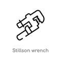 outline stillson wrench vector icon. isolated black simple line element illustration from tools concept. editable vector stroke