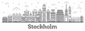 Outline Stockholm Sweden City Skyline with Historic Buildings Is