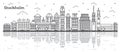 Outline Stockholm Sweden City Skyline with Historic Buildings an