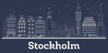 Outline Stockholm Sweden City Skyline with White Buildings