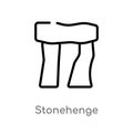 outline stonehenge vector icon. isolated black simple line element illustration from stone age concept. editable vector stroke Royalty Free Stock Photo