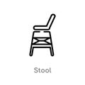 outline stool vector icon. isolated black simple line element illustration from furniture concept. editable vector stroke stool Royalty Free Stock Photo