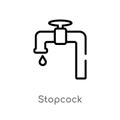 outline stopcock vector icon. isolated black simple line element illustration from construction concept. editable vector stroke Royalty Free Stock Photo