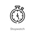 outline stopwatch vector icon. isolated black simple line element illustration from tools and utensils concept. editable vector