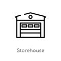 outline storehouse vector icon. isolated black simple line element illustration from real estate concept. editable vector stroke