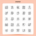 OutLine 25 Strategy Icon set. Vector Line Style Design Black Icons Set. Linear pictogram pack. Web and Mobile Business ideas Royalty Free Stock Photo