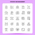 OutLine 25 Strategy And Management Icon set. Vector Line Style Design Black Icons Set. Linear pictogram pack. Web and Mobile Royalty Free Stock Photo