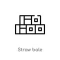 outline straw bale vector icon. isolated black simple line element illustration from farming concept. editable vector stroke straw Royalty Free Stock Photo