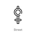 outline street vector icon. isolated black simple line element illustration from signaling concept. editable vector stroke street