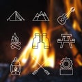 Outline stroke Camping icons Royalty Free Stock Photo