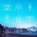 Outline stroke Camping icons Royalty Free Stock Photo