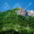 Outline stroke Camping icons Royalty Free Stock Photo