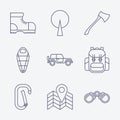 Outline stroke Camping icons Royalty Free Stock Photo