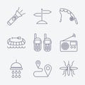 Outline stroke Camping icons Royalty Free Stock Photo