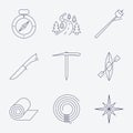 Outline stroke Camping icons Royalty Free Stock Photo