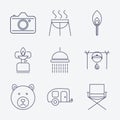 Outline stroke Camping icons Royalty Free Stock Photo