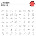 Outline stroke Camping icons. Royalty Free Stock Photo