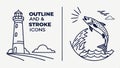 Outline and stroke icons set, design elements and UI kit vector design Generative AI Royalty Free Stock Photo