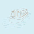 Outline Style Top Front Side View Canal Boat Vector Illustration