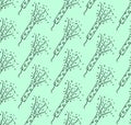 Outline style confetti petards seamless pattern on turquoise background