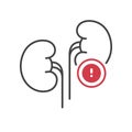 Outline style health care ui icons collection. Human organ disease concept. Vector linear illustration. Kidneys urinary system