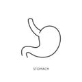 Outline style health care ui icons collection. Vector black linear illustration. Stomach anatomy symbol isolated on white