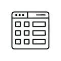 Outline Style Icon of Browser Window Displaying Grid of Rectangular Elements Royalty Free Stock Photo